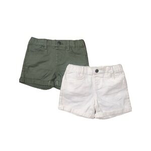 Simple Joys Carters Girl's 5T Denim Shorts Toddler 2 Pack Snap White Olive Green